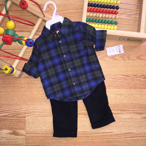 Carters Plaid Shirt & Black Pants Set /Sz: 9m /NWT - Picture 2 of 3
